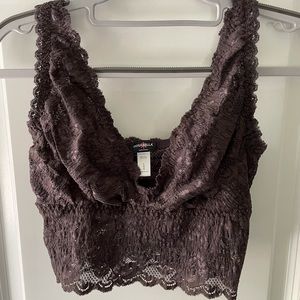Large dark purple lace bralette